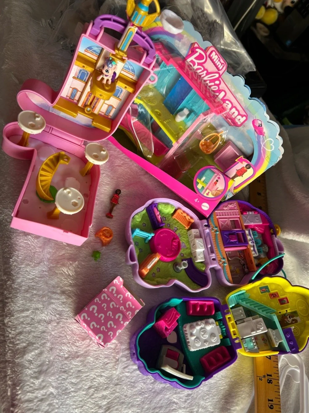 Barbie Mini Playset with doll two Polly pocket lands no dolls and mlp with pony.